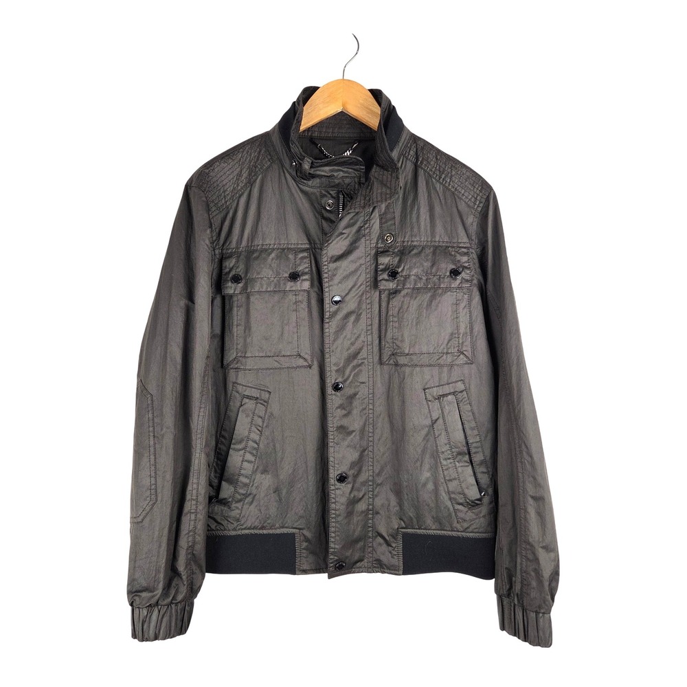Zara Man Mens Brown Gray‎ Lightweight Bomber Jacket Medium Utility Moto
